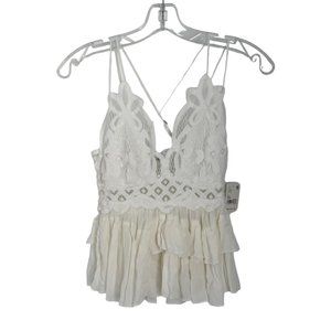 Free People FP One Adella White Lace Tiered Camisole Tank Top X-Small XS